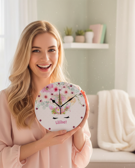 floral unicorn wall clock - in-use