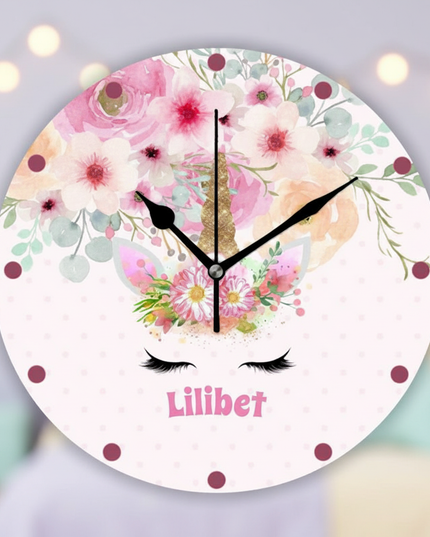 floral unicorn wall clock - lifestyle