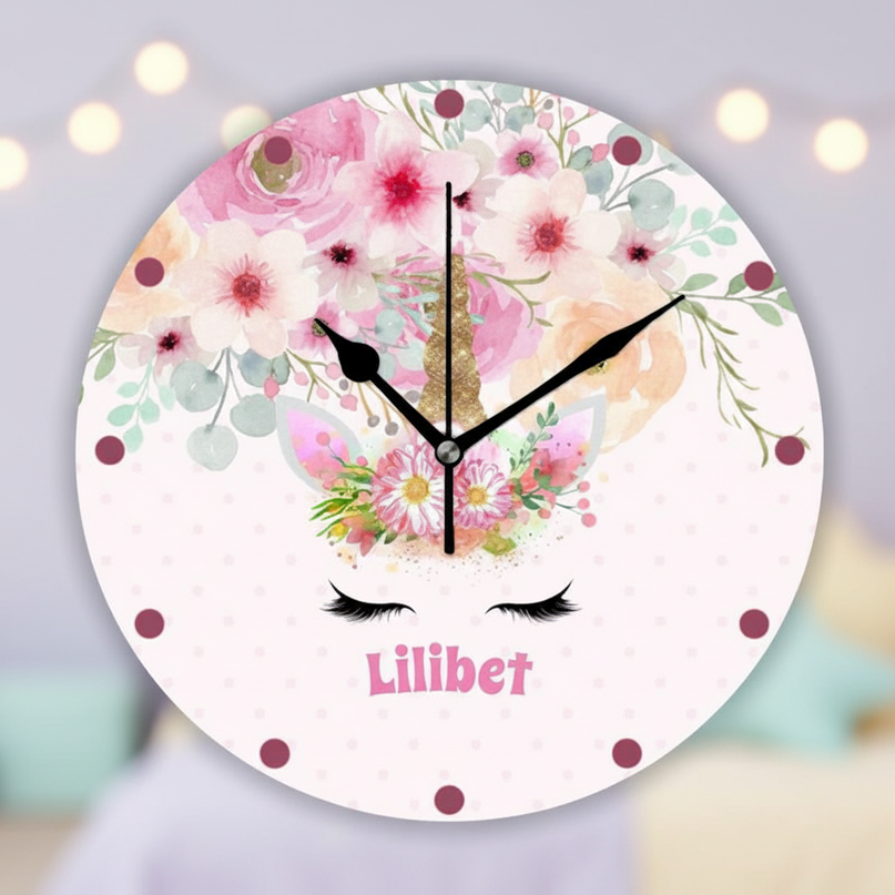 floral unicorn wall clock - lifestyle