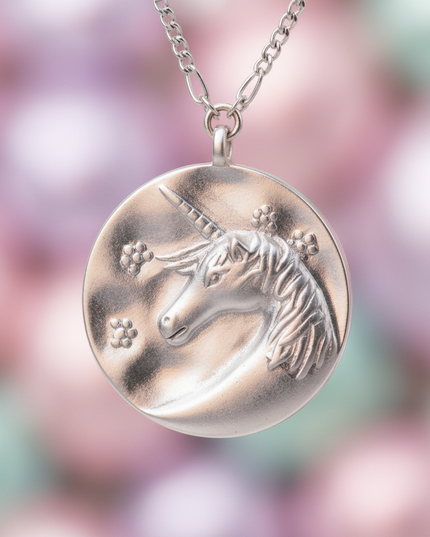flower unicorn necklace - detail
