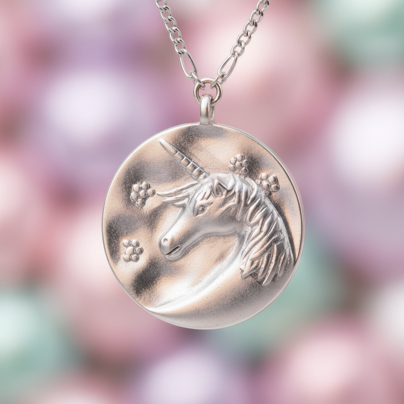 flower unicorn necklace - detail