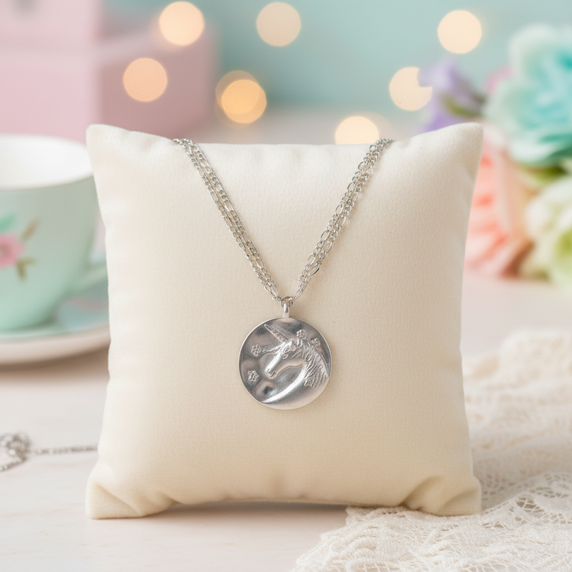 flower unicorn necklace - lifestyle