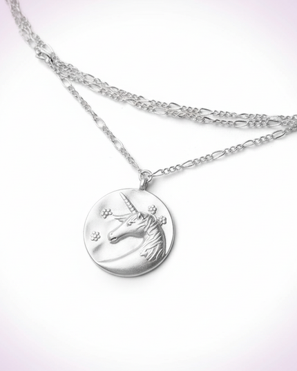 flower unicorn necklace - white-bg