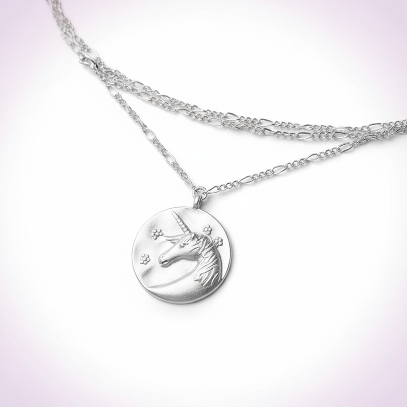 flower unicorn necklace - white-bg