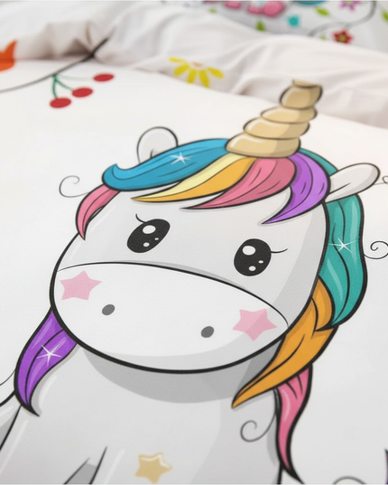 flower wreath kawaii unicorn bedding - detail