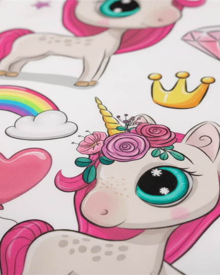 flower wreath sitting unicorn bedding - detail