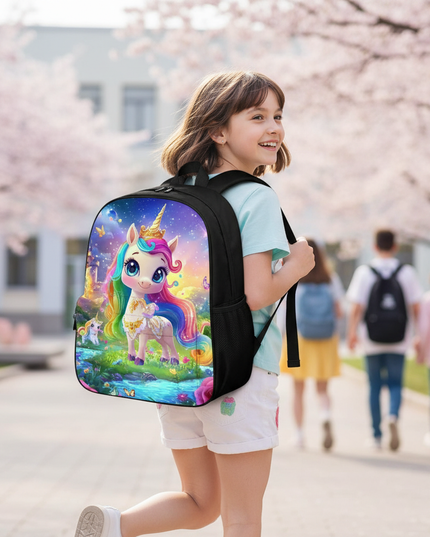 fluffy unicorn backpack - in-use