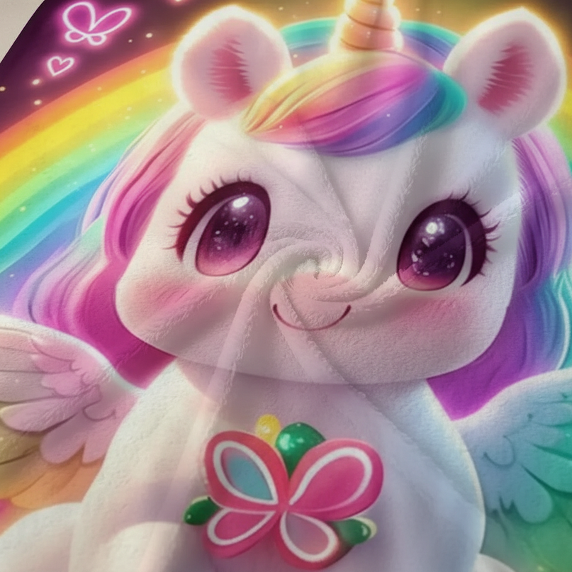fluffy unicorn blanket - detail