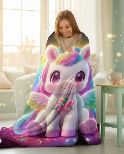 fluffy unicorn blanket - in-use