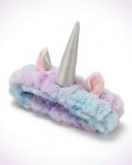 fluffy unicorn ears headband - white-bg