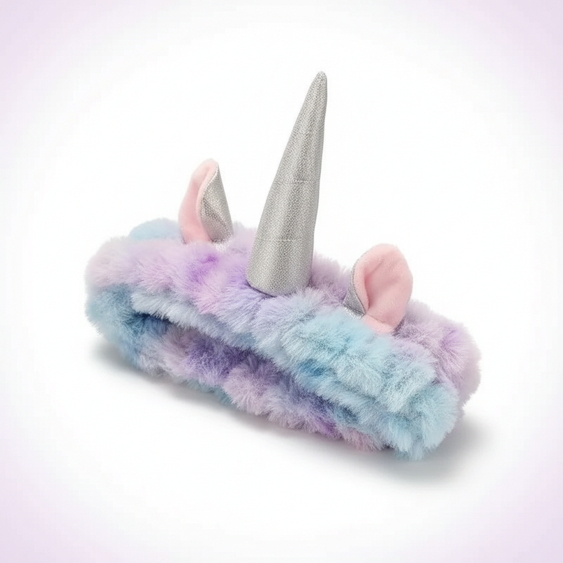 fluffy unicorn ears headband - white-bg