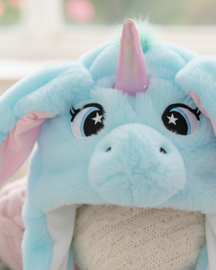 fluffy unicorn hat - detail