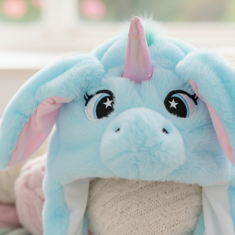 fluffy unicorn hat - detail