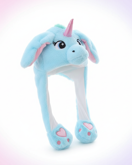 fluffy unicorn hat - white-bg