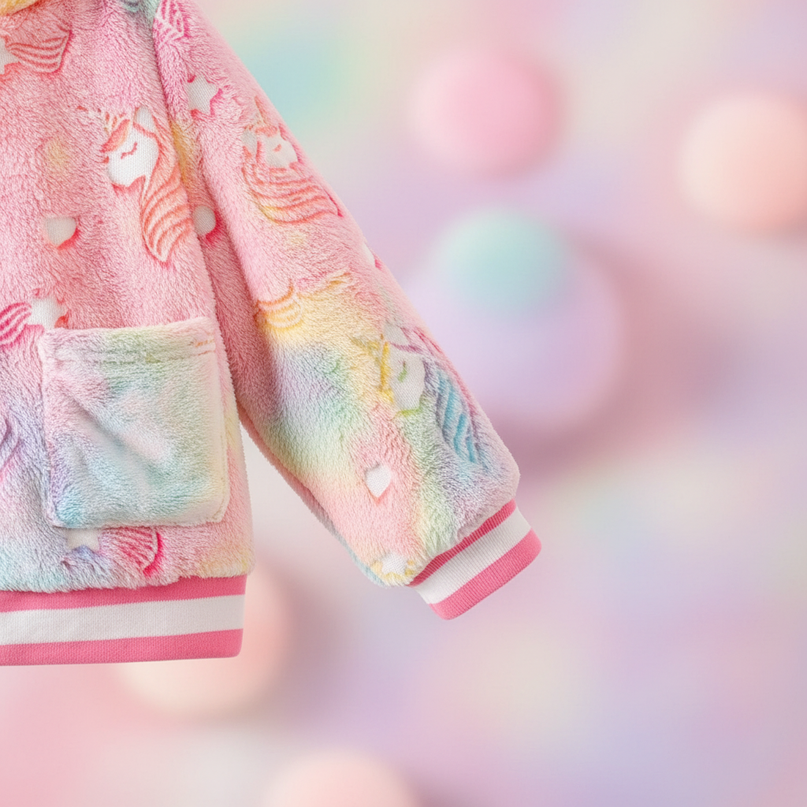 fluffy unicorn jacket - detail