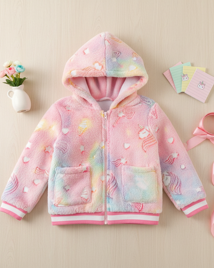 fluffy unicorn jacket - flat-lay