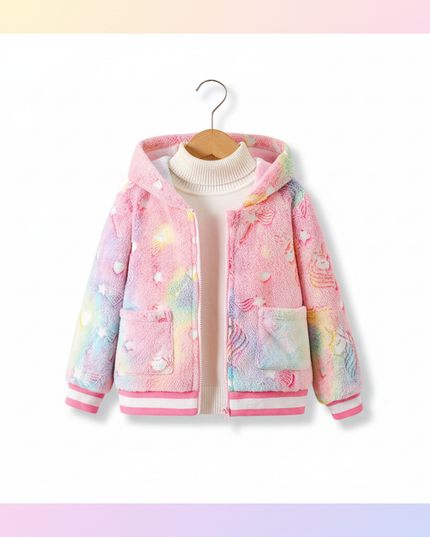 fluffy unicorn jacket - white-bg