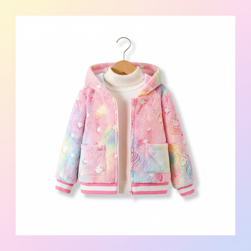 fluffy unicorn jacket - white-bg