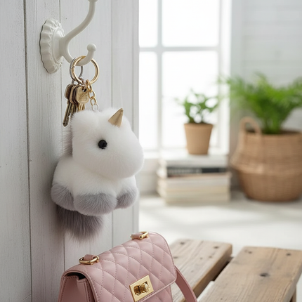 fluffy unicorn keychain - lifestyle