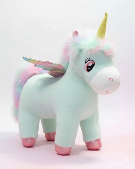 fluffy unicorn plush - white-bg