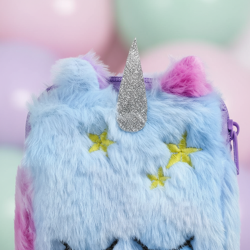 fluffy unicorn purse - detail