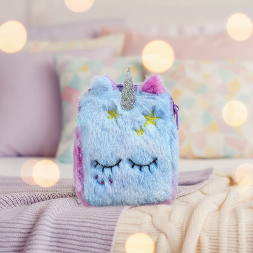 fluffy unicorn purse - lifestyle