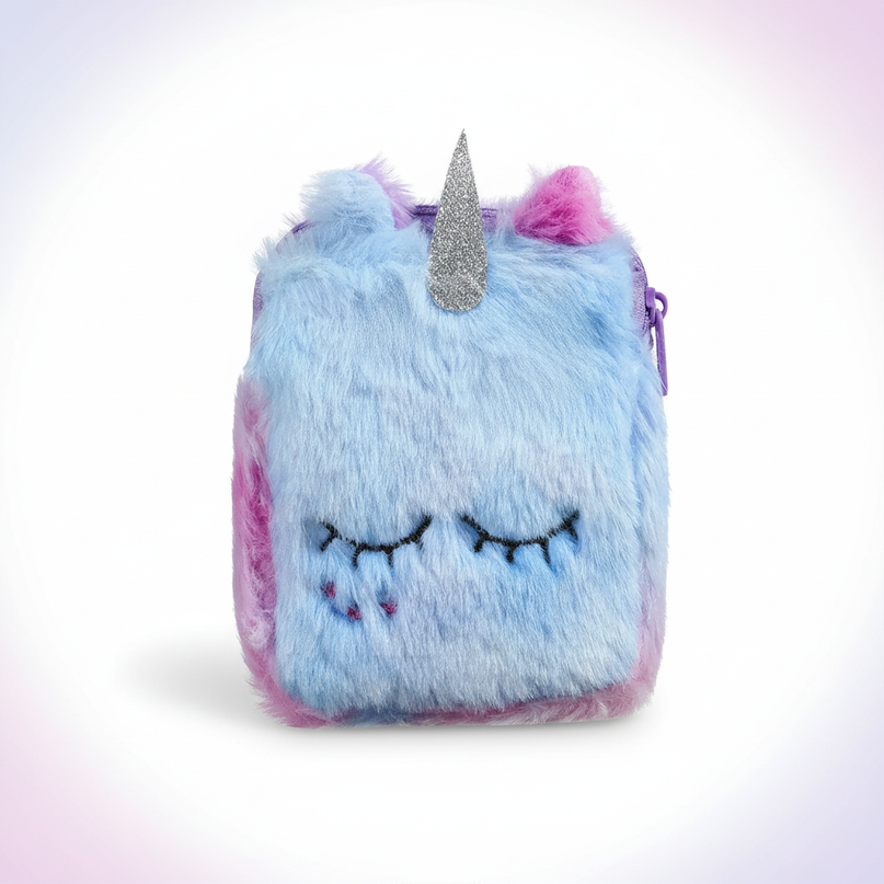 fluffy unicorn purse - white-bg