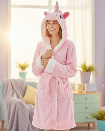 fluffy unicorn robe - in-use