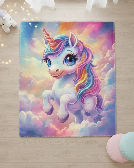 fluffy unicorn rug - flat-lay