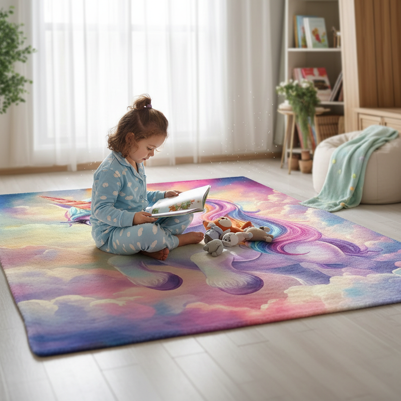 fluffy unicorn rug - in-use
