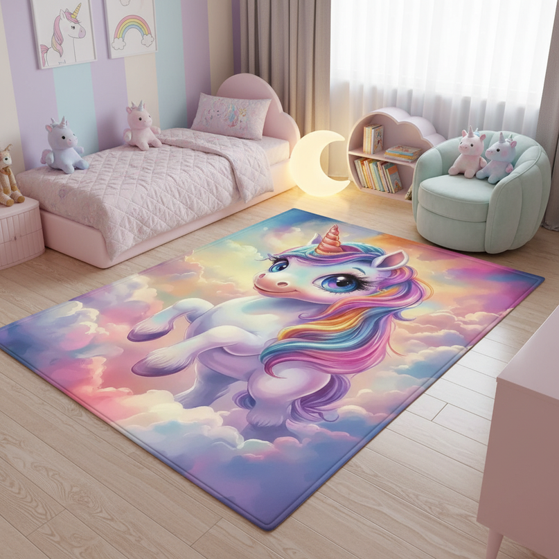 fluffy unicorn rug - lifestyle
