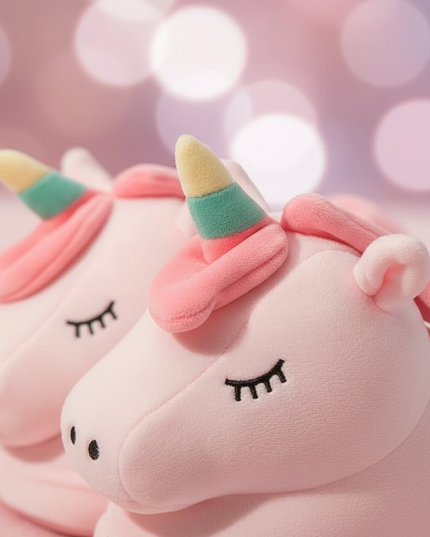 fluffy unicorn slippers - detail
