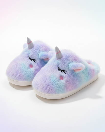 fluffy unicorn ugg slippers - white-bg