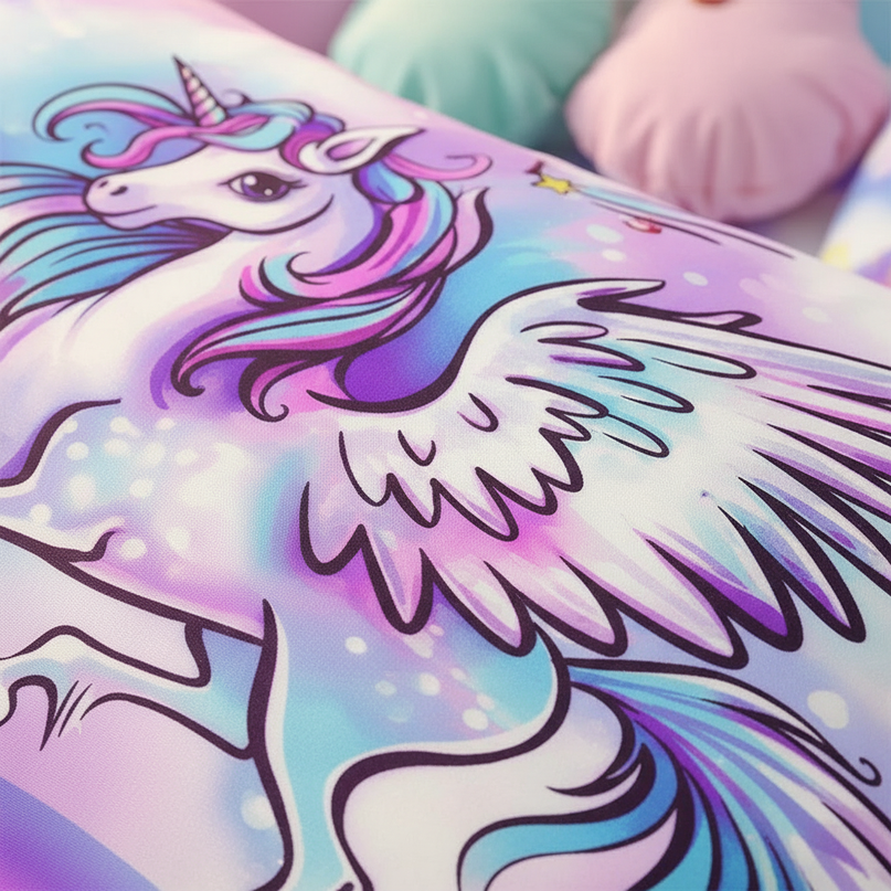 flying pegasus rainbow bedding - detail