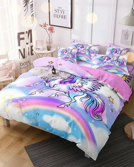 flying pegasus rainbow bedding - lifestyle