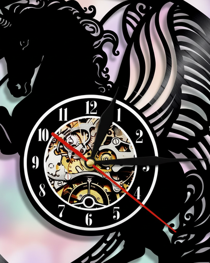 flying unicorn clock - detail