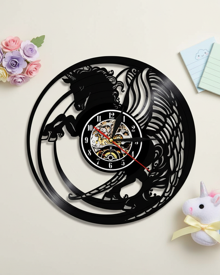 flying unicorn clock - flat-lay
