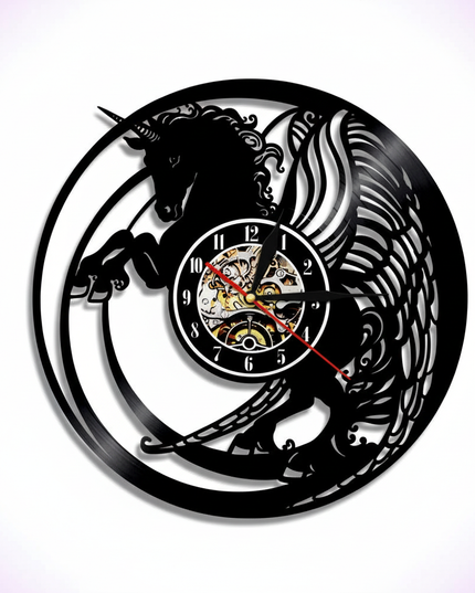 flying unicorn clock - white-bg