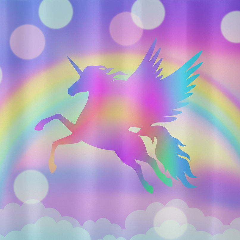 flying unicorn shower curtain - detail
