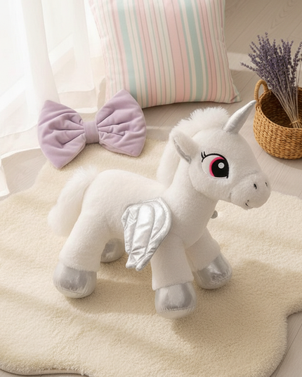 flying winged unicorn plush - flat-lay