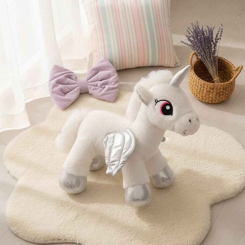 flying winged unicorn plush - flat-lay
