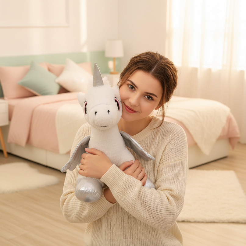 flying winged unicorn plush - in-use