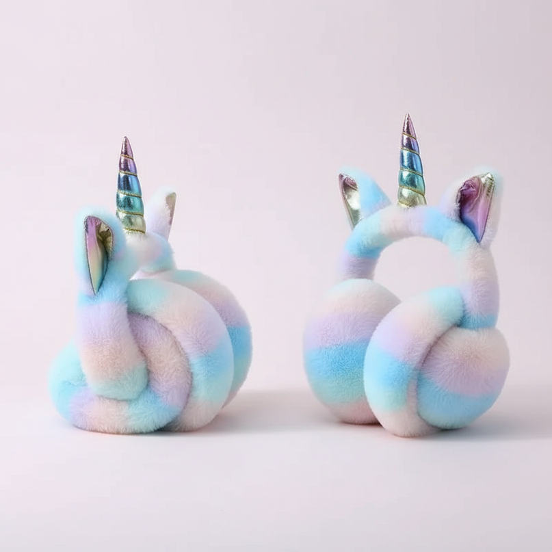 foldable unicorn earmuffs - white-bg