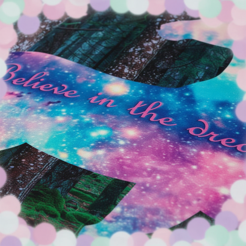 forest dream galaxy unicorn bedding - detail