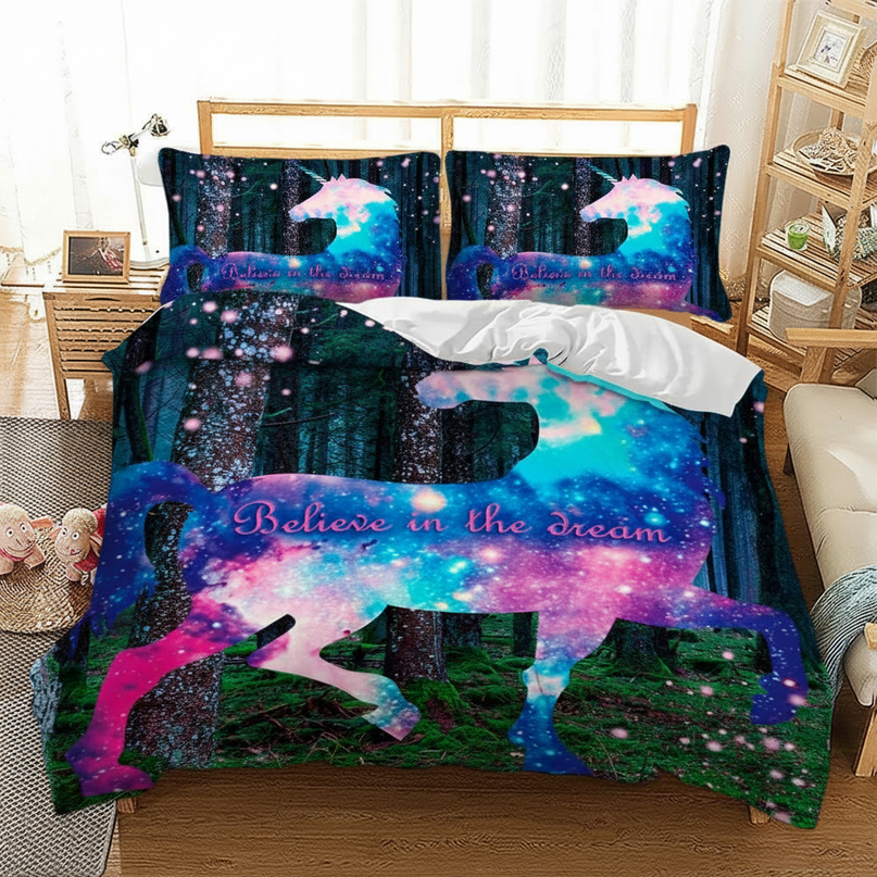 forest dream galaxy unicorn bedding - lifestyle