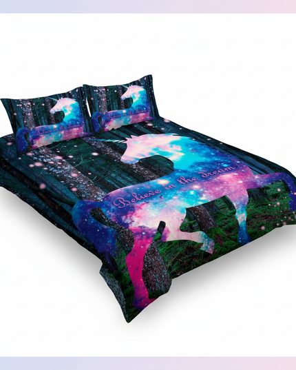 forest dream galaxy unicorn bedding - white-bg