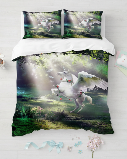 forest pegasus bedding - flat-lay