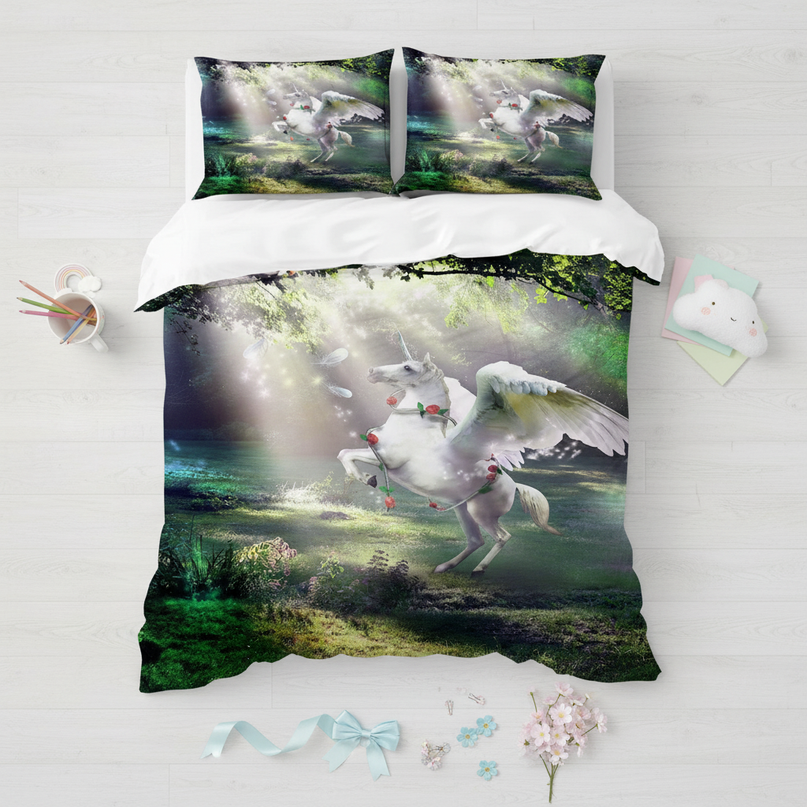 forest pegasus bedding - flat-lay