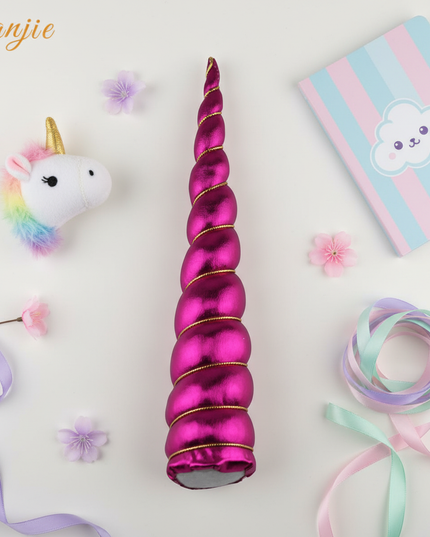 fuchsia unicorn horn cosplay prop - flat-lay