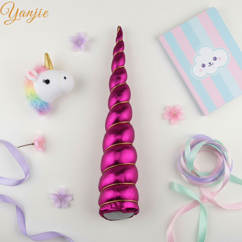 fuchsia unicorn horn cosplay prop - flat-lay
